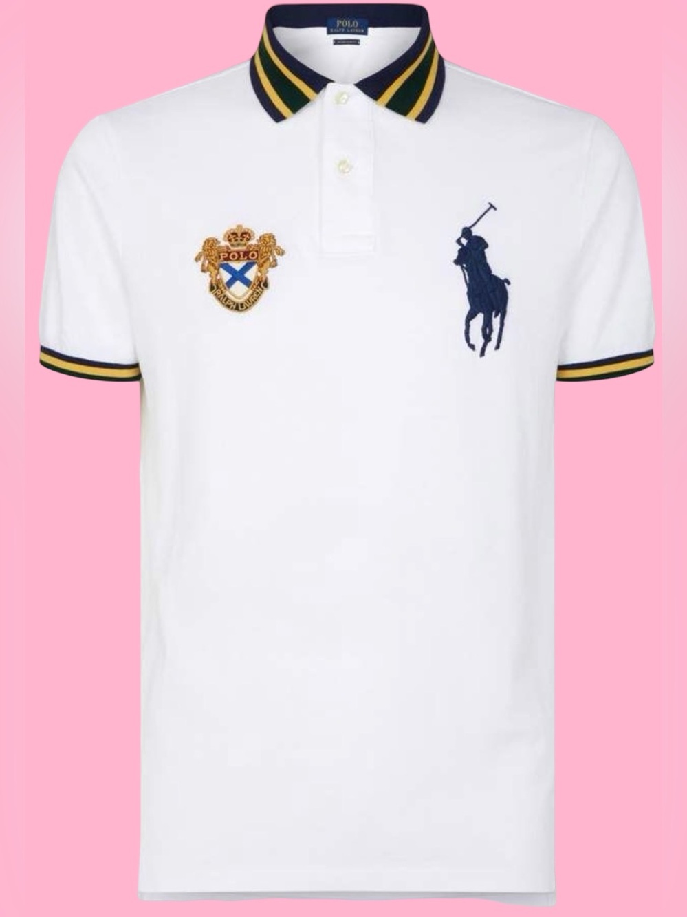 Polo by Ralph Lauren White Polo with Navy & Gold Trim